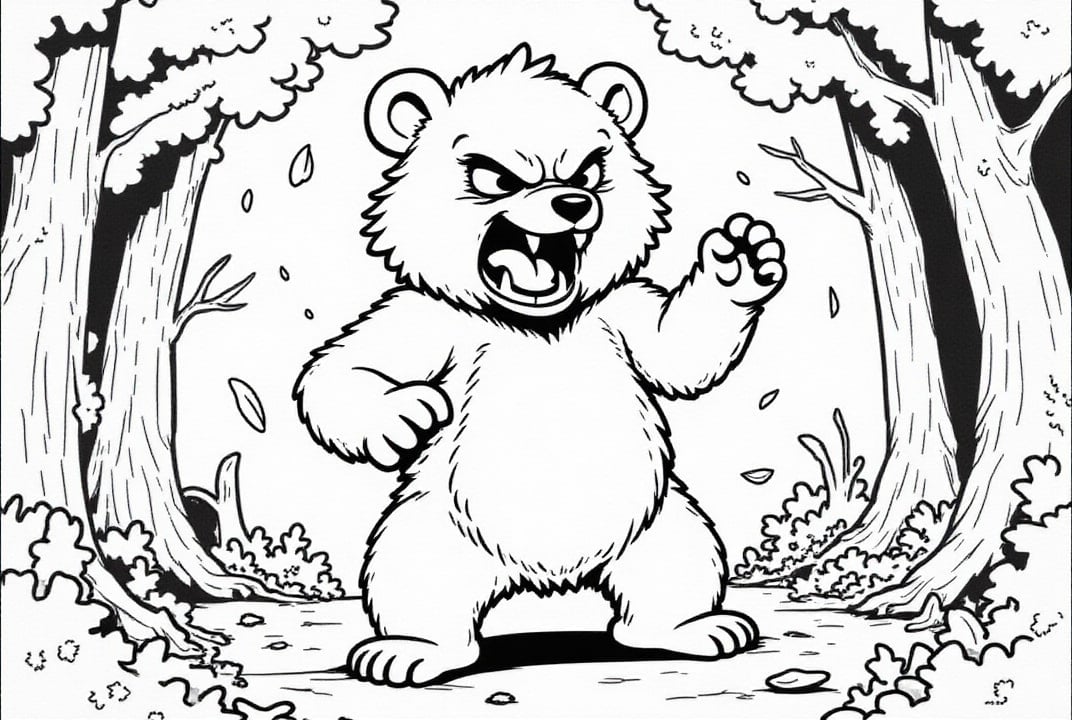 Coloring page angry bear