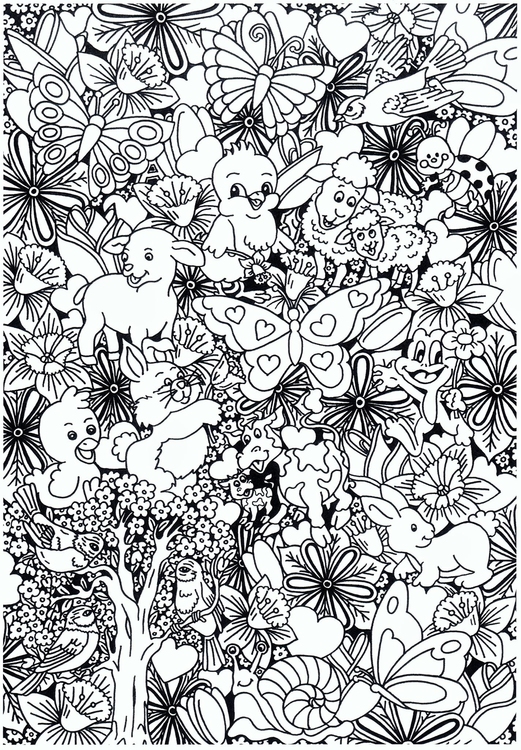 Coloring page animals in the forest