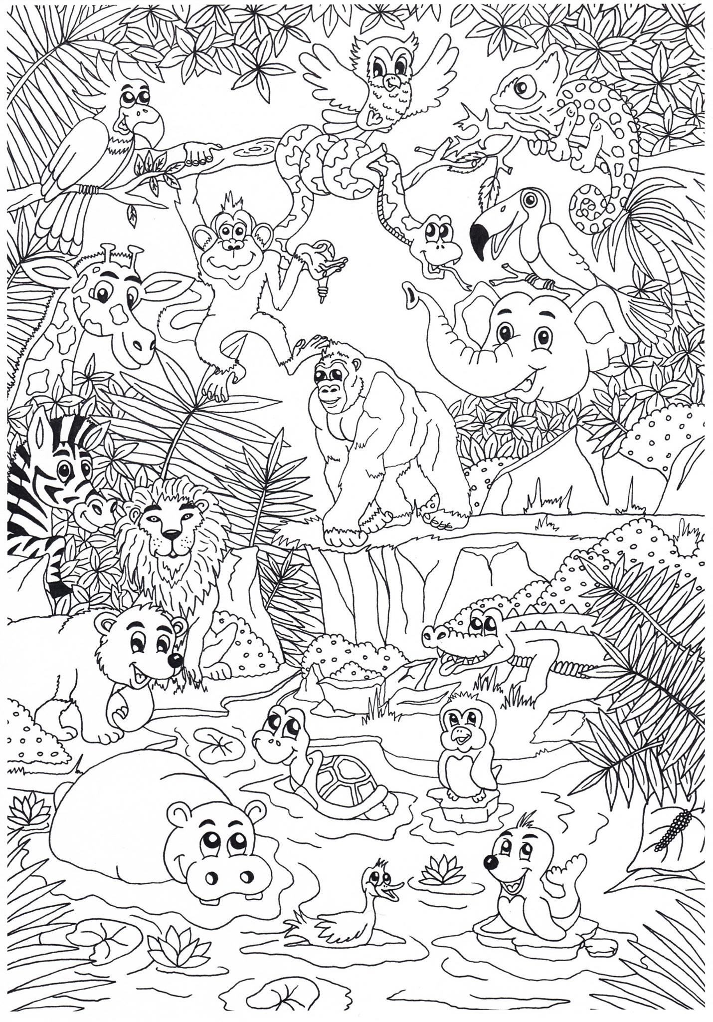 coloring jungle animals