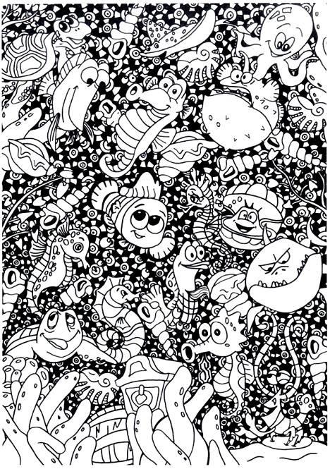 Coloring page animals in the sea