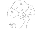 Coloring page apple tree with apple basket