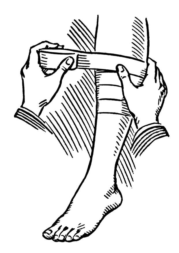 Coloring page apply a bandage