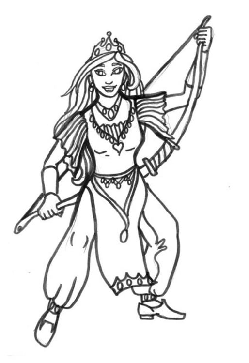 Coloring page archer queen