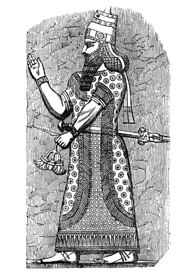Coloring page assyrian king