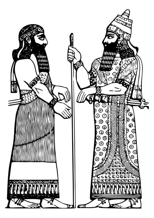 Coloring page Assyrian king
