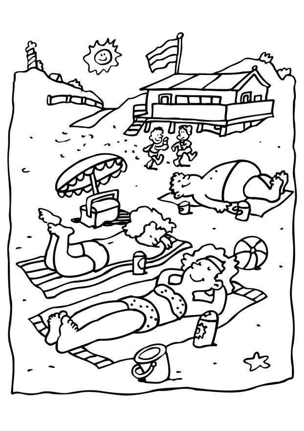 Coloring page at the beach