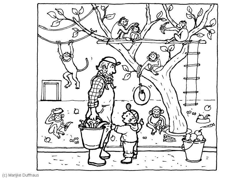 Coloring page at the zoo
