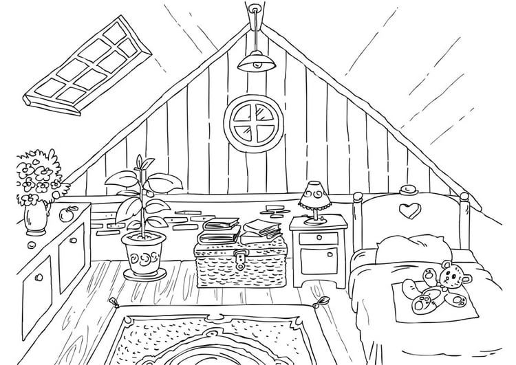 Coloring page attic