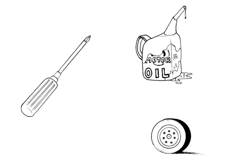 Coloring page auto mechanic's tools