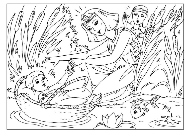 Coloring page baby Moses