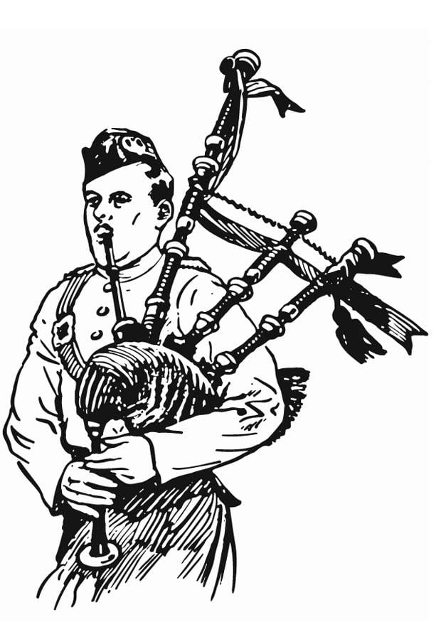 Coloring page bagpiper