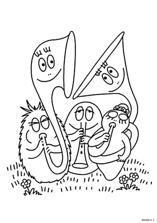 Coloring page Barbapap orchestra