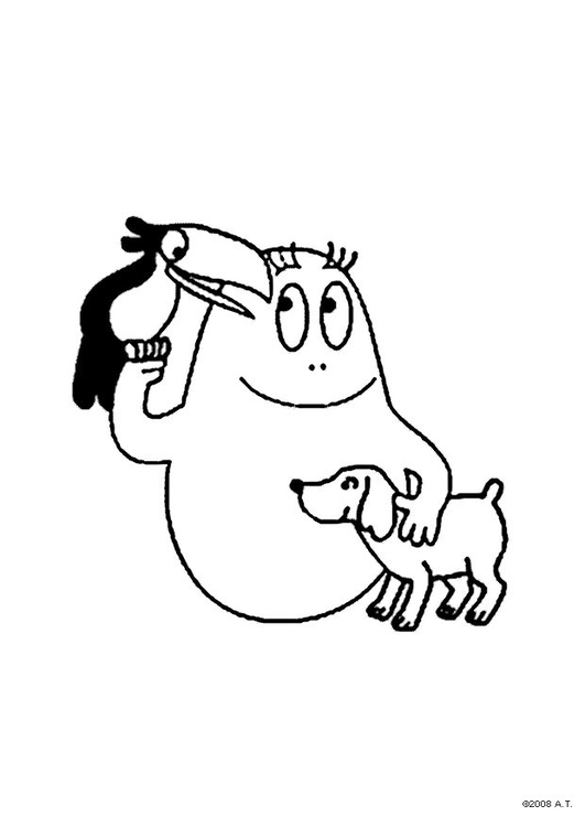 Coloring page Barbapapa and animal friends