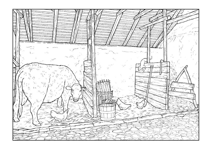 Coloring page barn