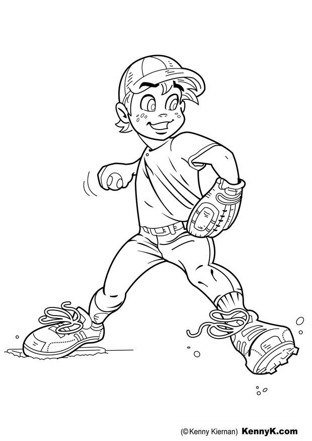 Coloring page baseball - pitcher
