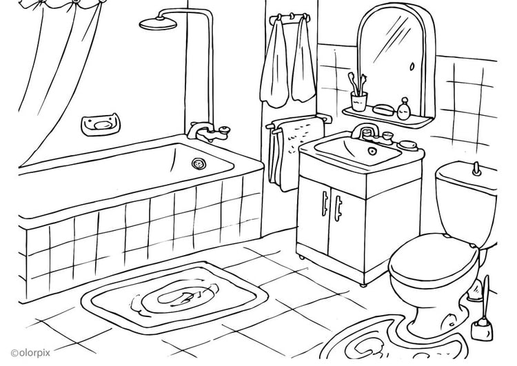 Coloring page bathroom