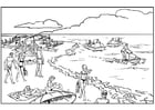 Coloring pages beach and ocean