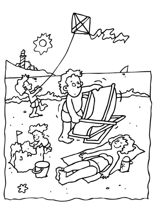 Coloring page beach holiday