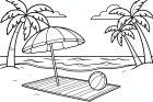 coloring-page beach scene