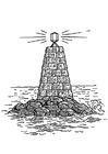 Coloring page beacon at sea