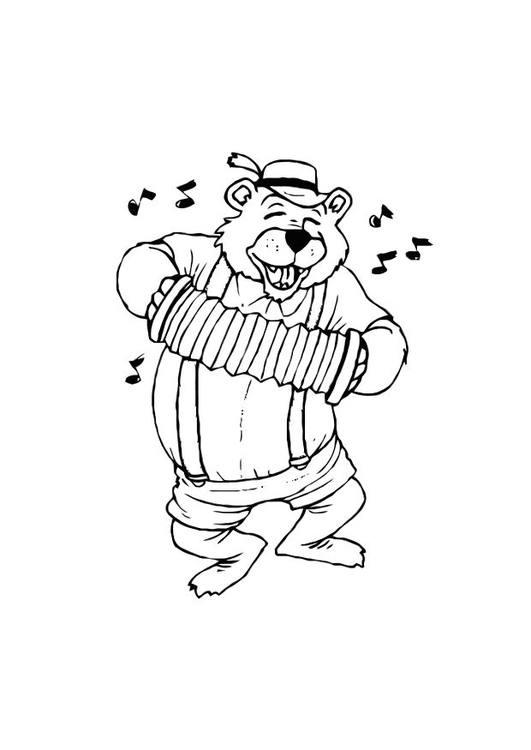 Coloring page bear with accordion