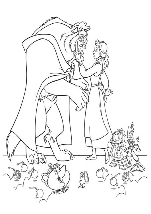 Coloring page Beauty and the Beast