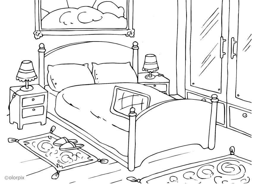 Coloring page bedroom