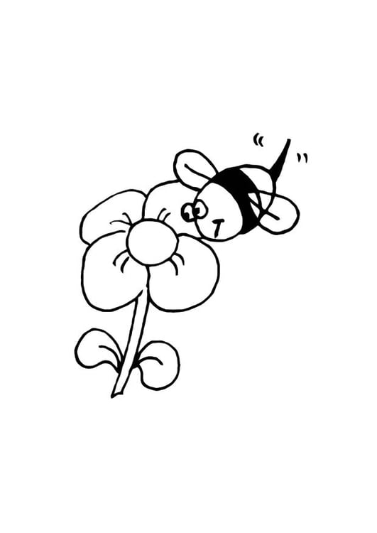 Coloring page bee and flower