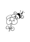 Coloring page bee and flower
