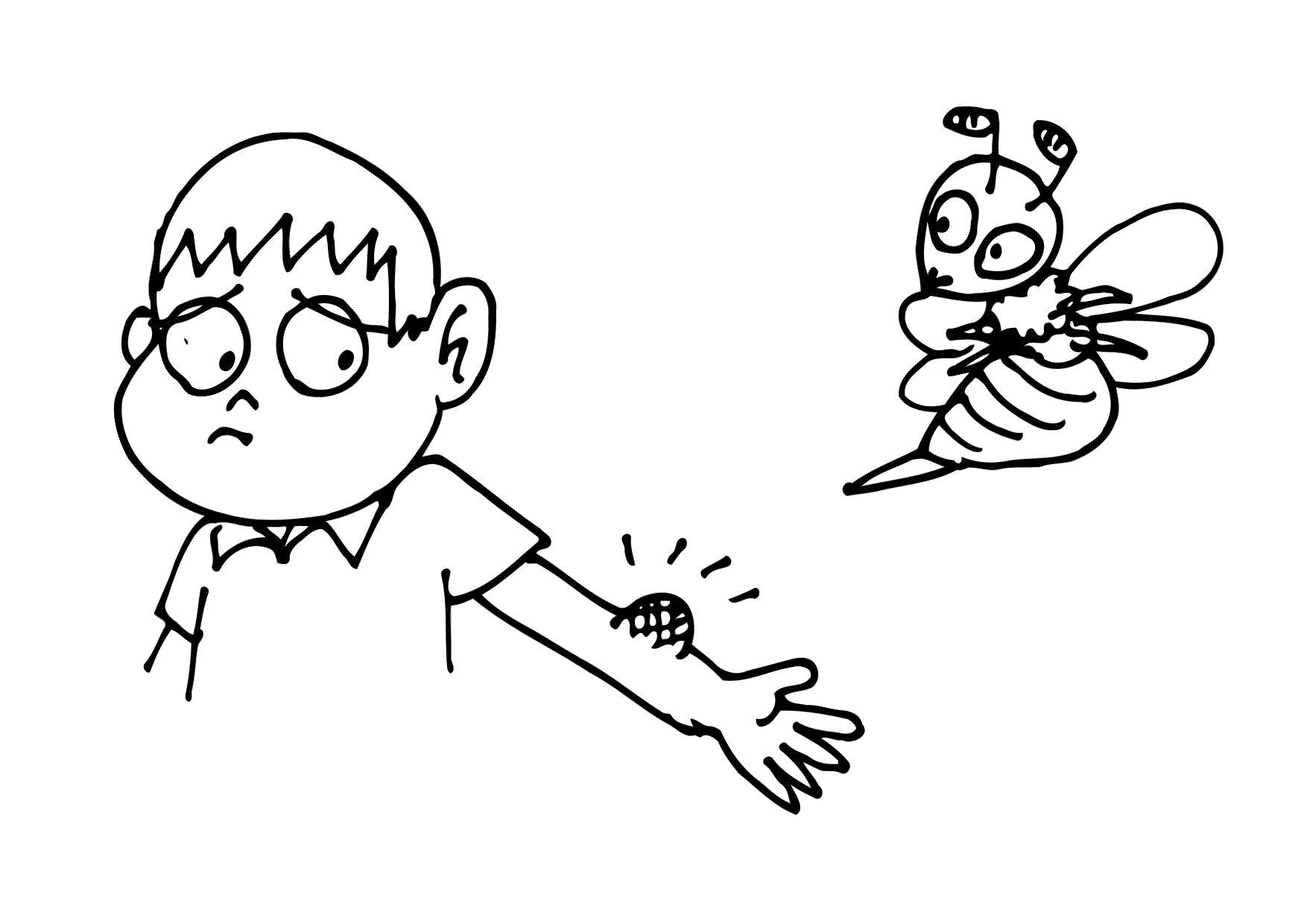 Coloring page bee sting