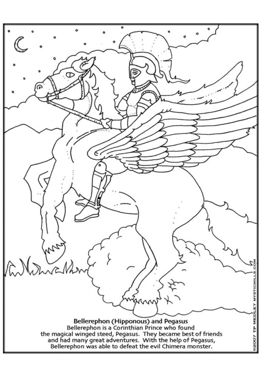 Coloring page Bellerephon and Pegasus