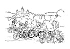 Coloring page bicycling