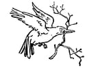 Coloring page bird with branch