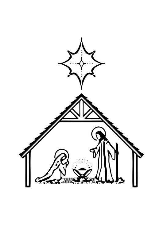 Coloring page birth of Jesus