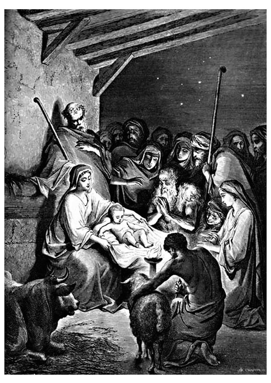 Coloring page birth of Jesus