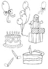 Coloring page birthday attributes