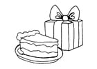 Coloring pages birthday cake and present