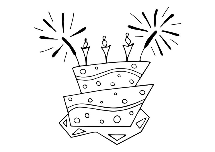 Coloring page birthday cake
