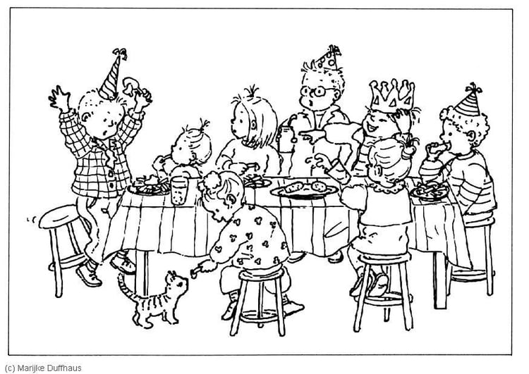 Coloring page birthday party