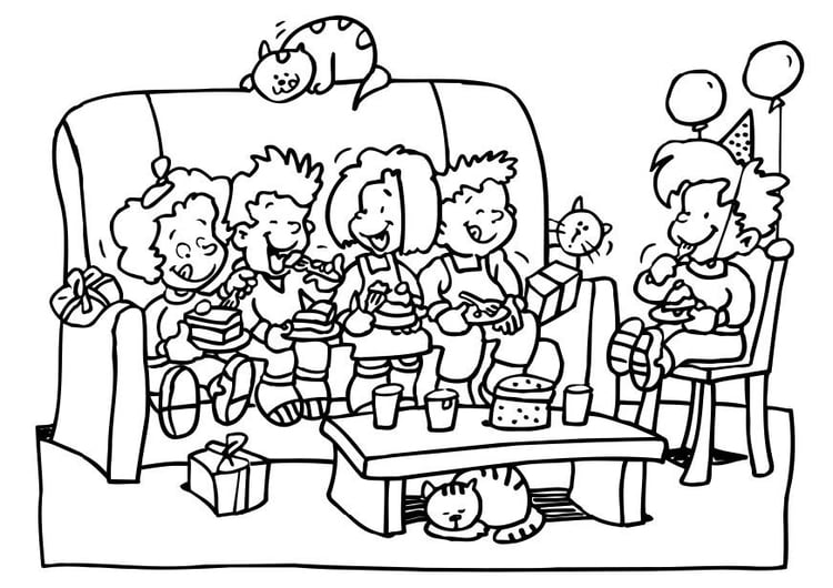 Coloring page birthday party