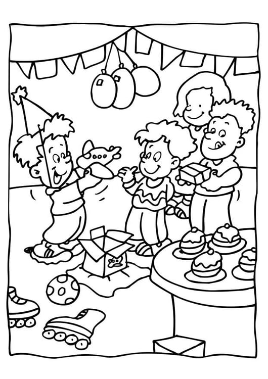 Coloring page birthday party