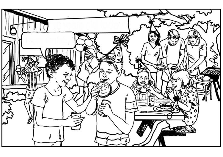 Coloring page birthday party