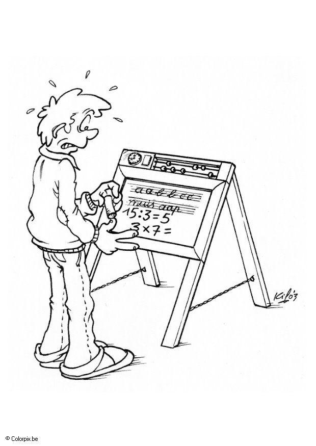 Coloring page blackboard with text and numbers