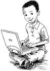 Coloring pages boy on the laptop