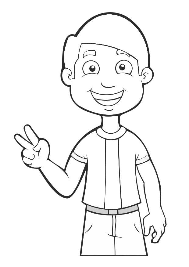 Coloring page boy - peace