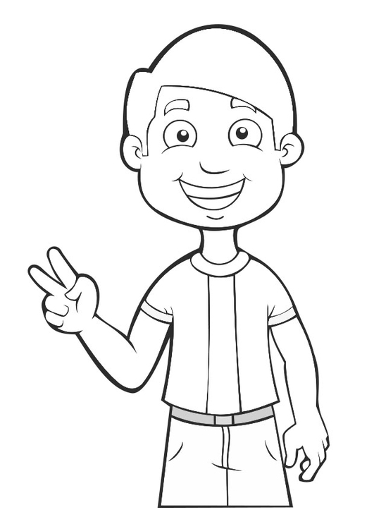 Coloring page boy - peace