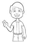 Coloring page boy - peace