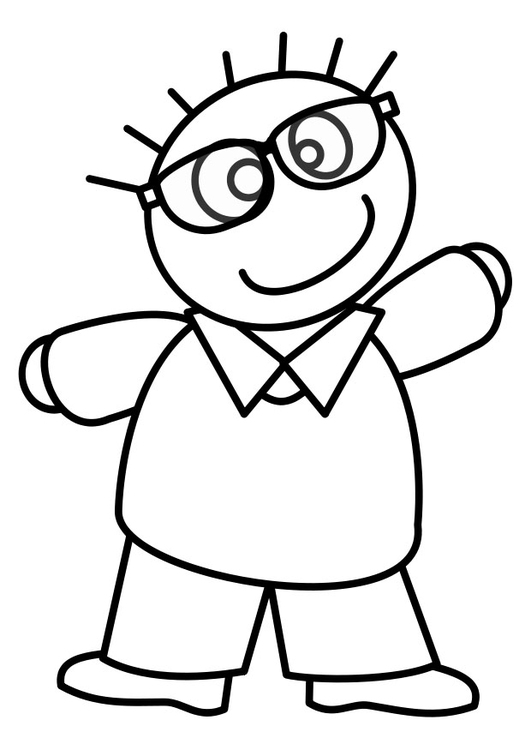 Coloring Page boy with glasses - free printable coloring pages - Img 27396