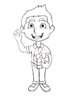 Coloring pages boy with present