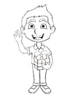 Coloring pages boy with present